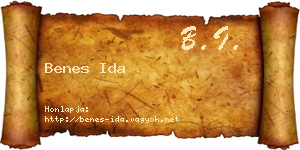 Benes Ida névjegykártya